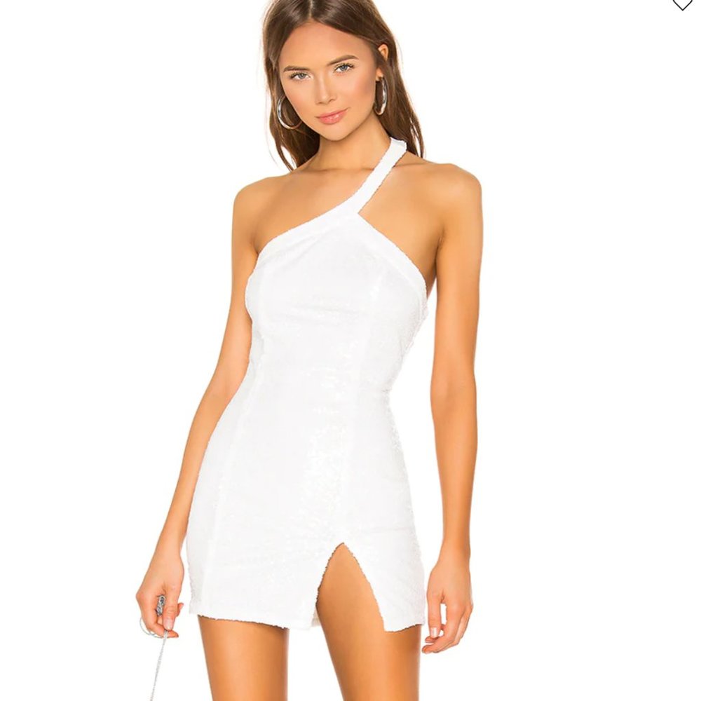 superdown Cicely Mini Dress - XS, white sequin dress